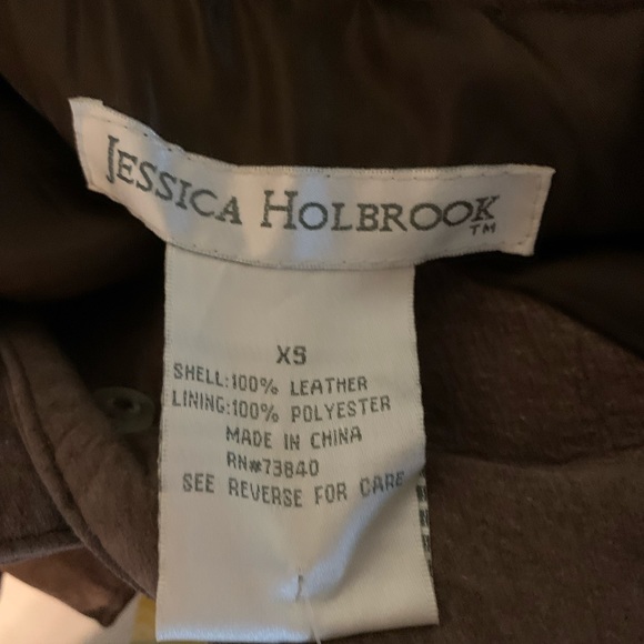 Jessica Holbrook Women’s Brown Suede Leather Jacket Size XS - Picture 6 of 8